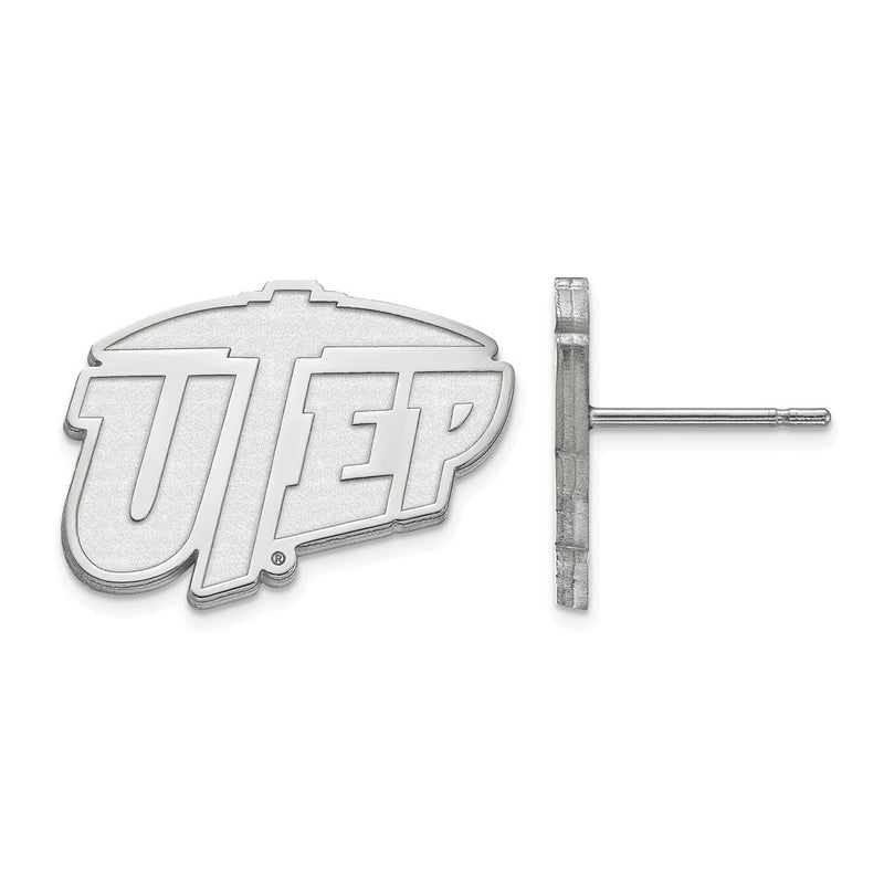 Sterling Silver Rhodium Plated Logoart University Of Texas At El Paso Small Post Earrings