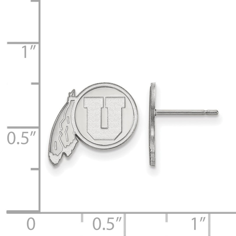 10K White Gold Logoart University Of Utah Small Post Earrings