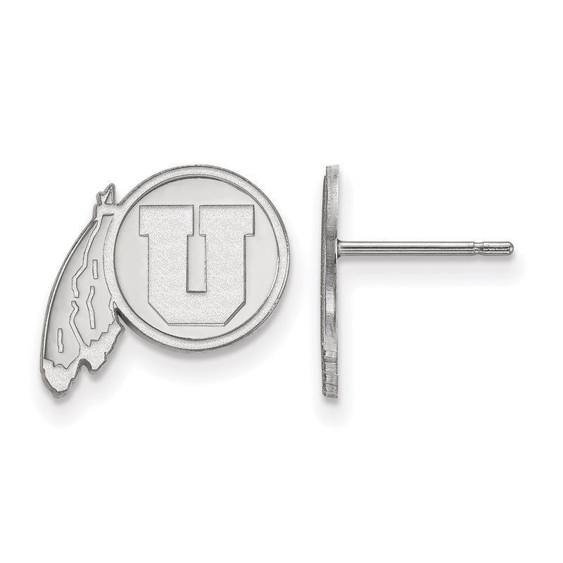 Sterling Silver Rhodium Plated Logoart University Of Utah Small Post Earrings