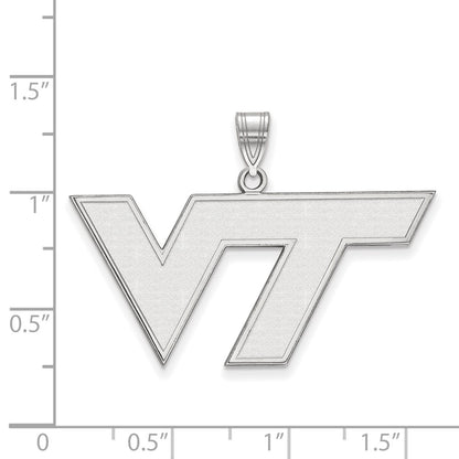 Sterling Silver Rhodium Plated Logoart Virginia Tech V T Large Pendant