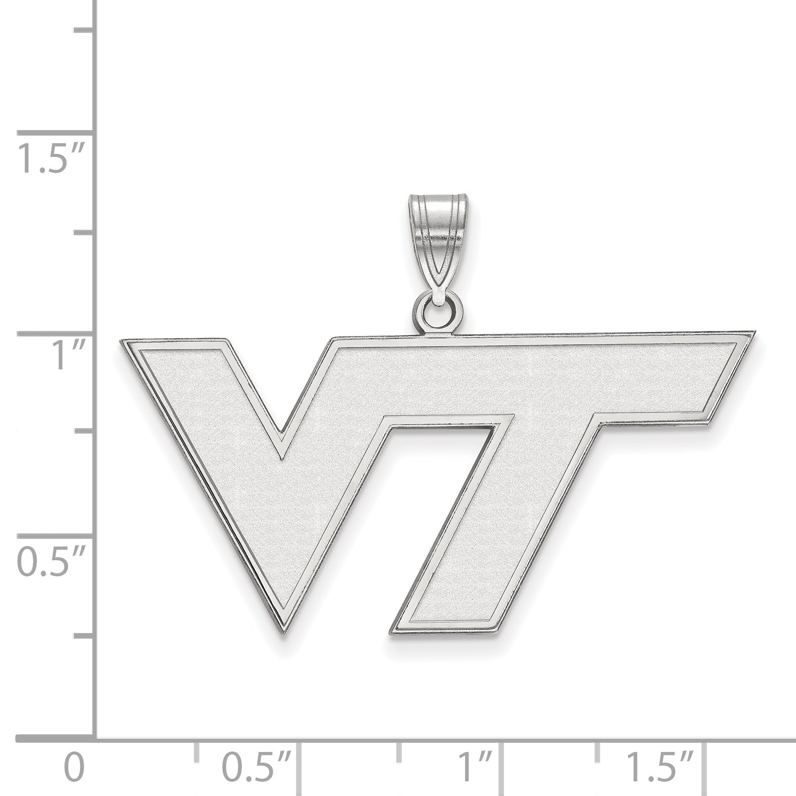 10K White Gold Logoart Virginia Tech V T Large Pendant