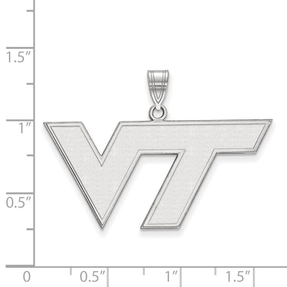 10K White Gold Logoart Virginia Tech V T Large Pendant