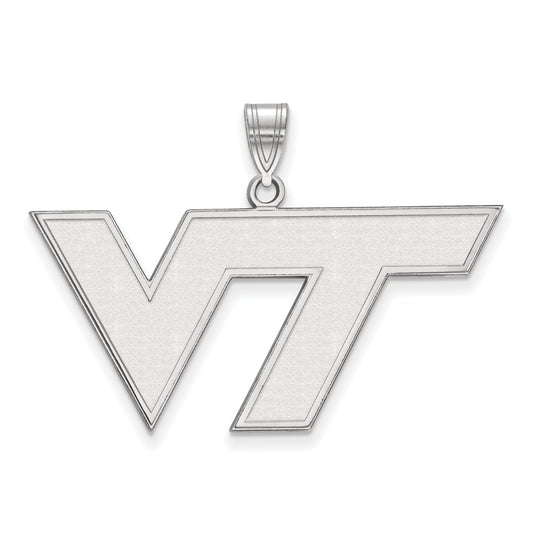 10K White Gold Logoart Virginia Tech V T Large Pendant