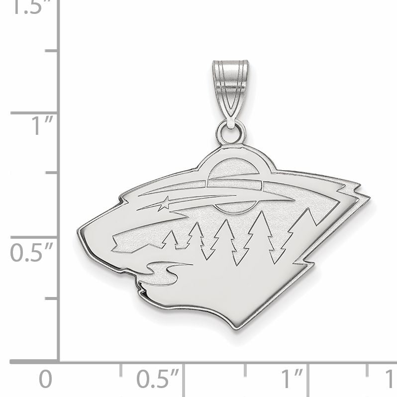 10K White Gold Nhl Logoart Minnesota Wild Large Pendant