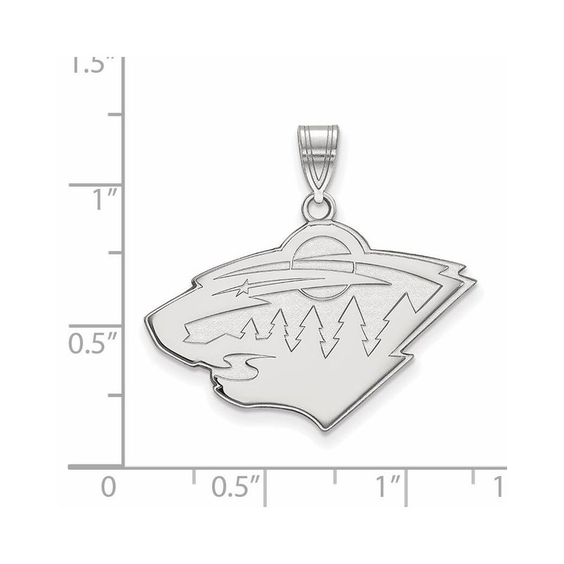 14K White Gold Nhl Logoart Minnesota Wild Large Pendant