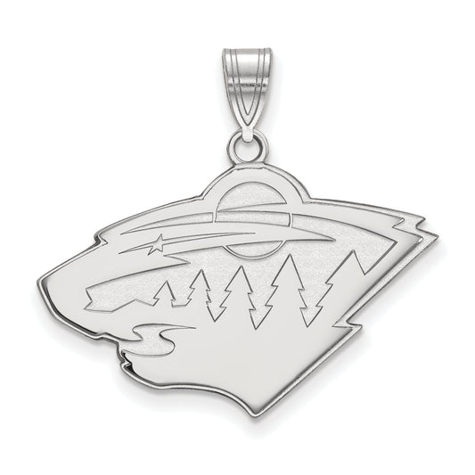 10K White Gold Nhl Logoart Minnesota Wild Large Pendant