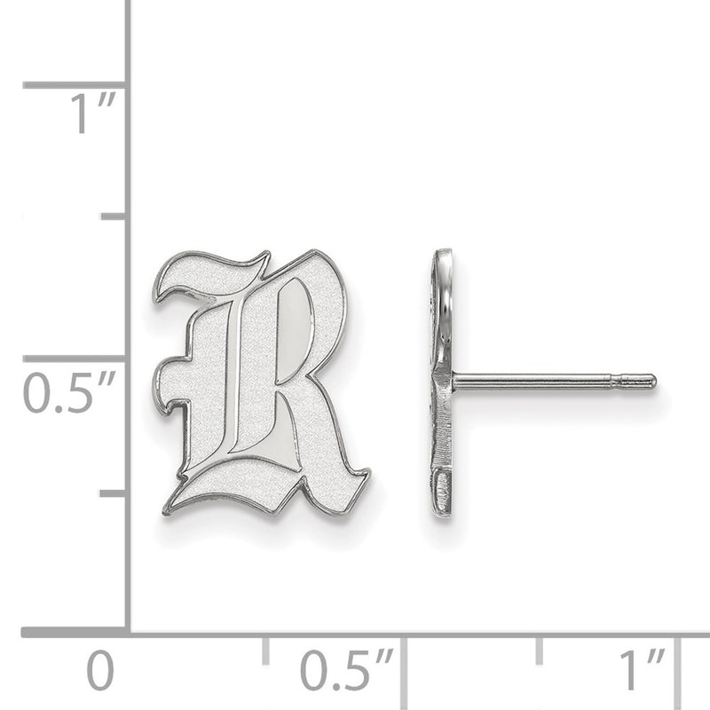 Sterling Silver Rhodium Plated Logoart Rice University Letter R Small Post Earrings