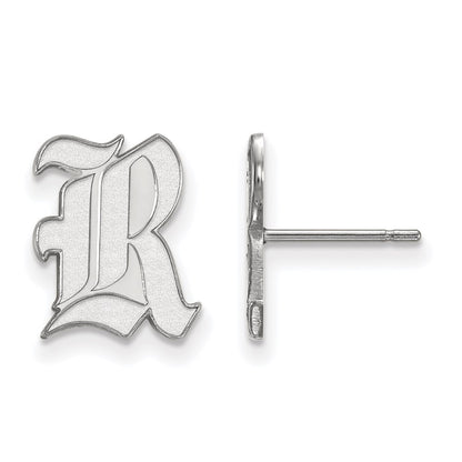 Sterling Silver Rhodium Plated Logoart Rice University Letter R Small Post Earrings