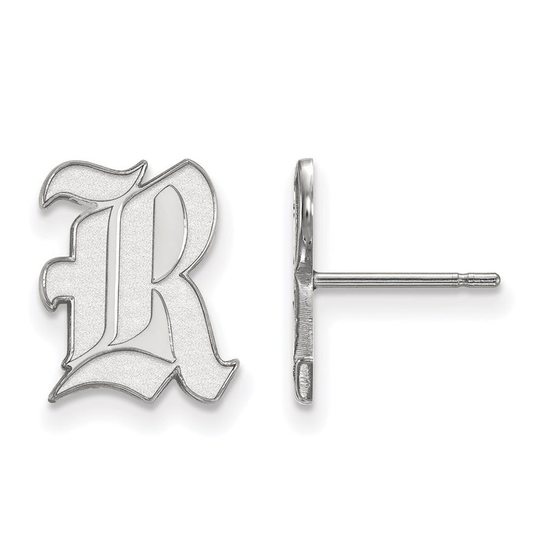 Sterling Silver Rhodium Plated Logoart Rice University Letter R Small Post Earrings