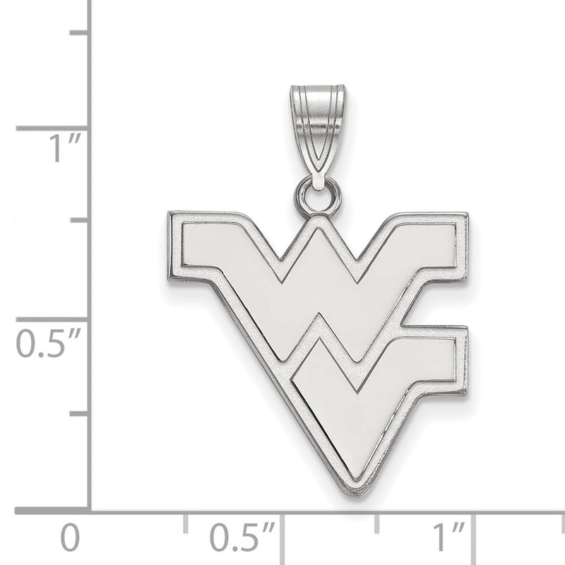 Sterling Silver Rhodium Plated Logoart West Virginia University W V Large Pendant