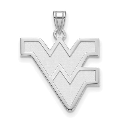 14K White Gold Logoart West Virginia University W V Large Pendant