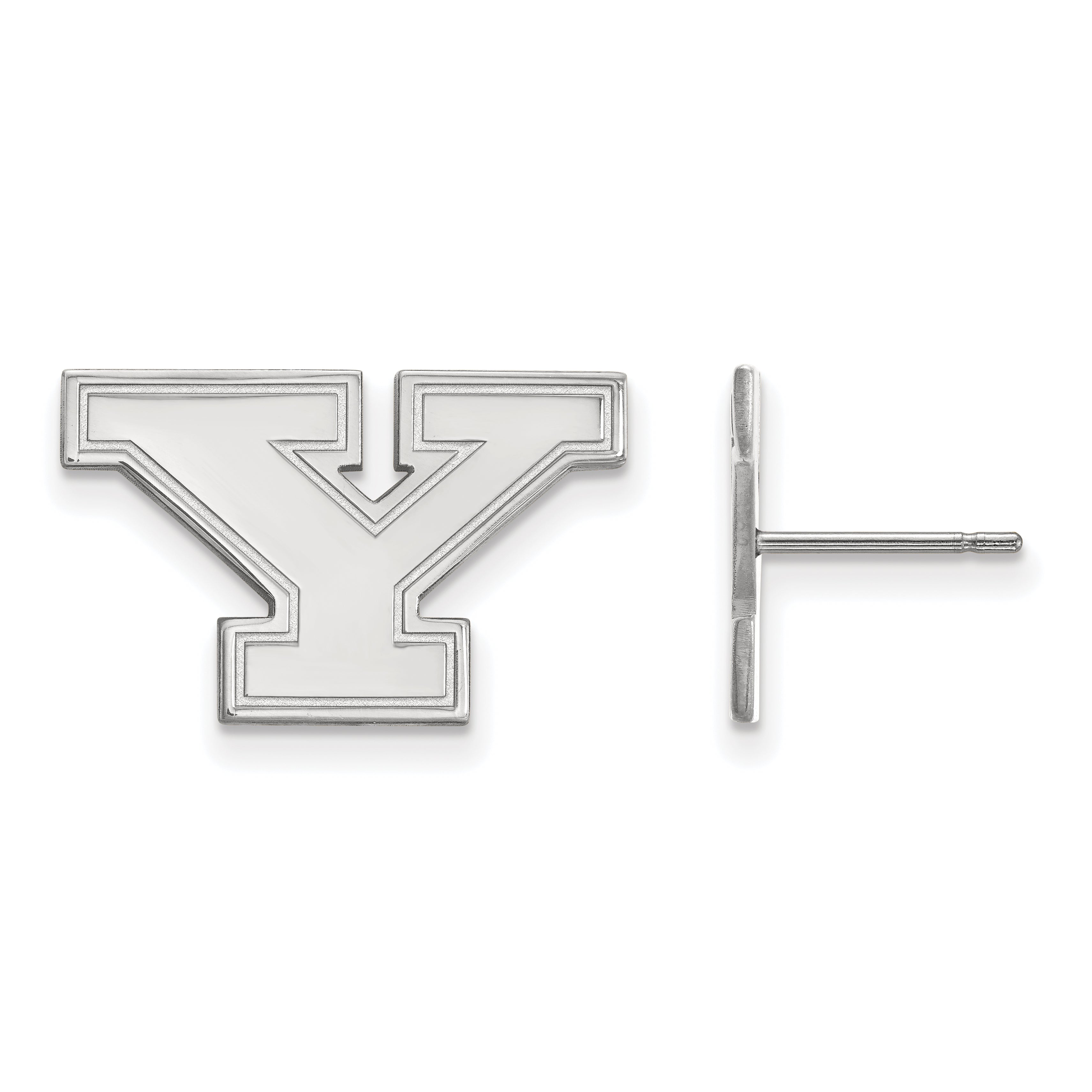 10K White Gold Logoart Youngstown State University Letter Y Small Post Earrings