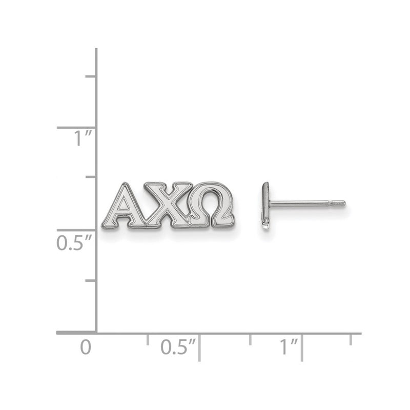Sterling Silver Rhodium Plated Logoart Alpha Chi Omega Sorority Greek Letters Extra Small Post Earrings