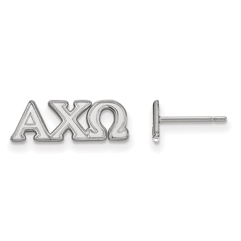 Sterling Silver Rhodium Plated Logoart Alpha Chi Omega Sorority Greek Letters Extra Small Post Earrings