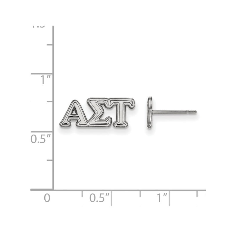 Sterling Silver Rhodium Plated Logoart Alpha Sigma Tau Sorority Greek Letters Extra Small Post Earrings