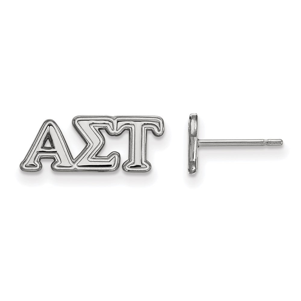 Sterling Silver Rhodium Plated Logoart Alpha Sigma Tau Sorority Greek Letters Extra Small Post Earrings