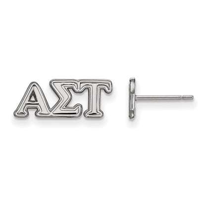 Sterling Silver Rhodium Plated Logoart Alpha Sigma Tau Sorority Greek Letters Extra Small Post Earrings