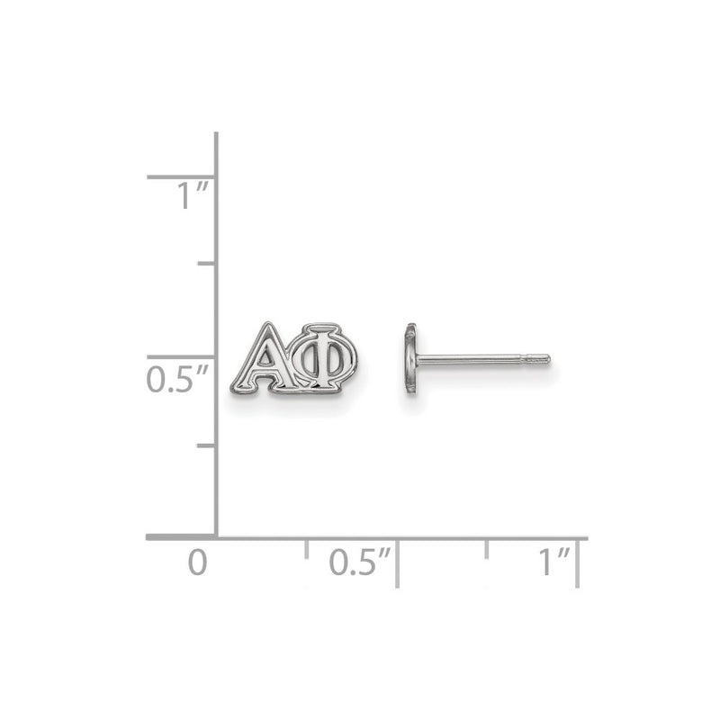 Sterling Silver Rhodium Plated Logoart Alpha Phi Sorority Greek Letters Extra Small Post Earrings