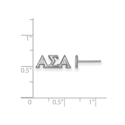 Sterling Silver Rhodium Plated Logoart Alpha Sigma Sorority Greek Letters Extra Small Post Earrings