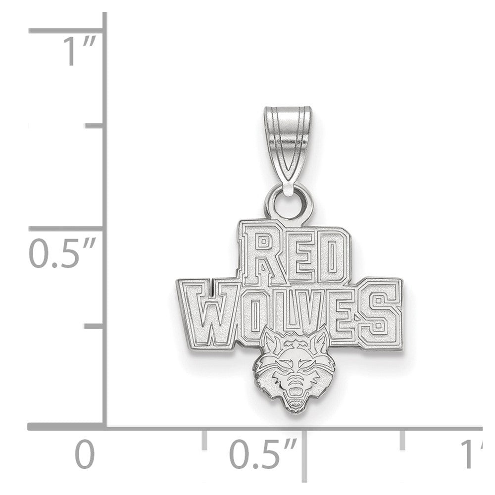 Sterling Silver Rhodium Plated Logoart Arkansas State University Red Wolves Small Pendant
