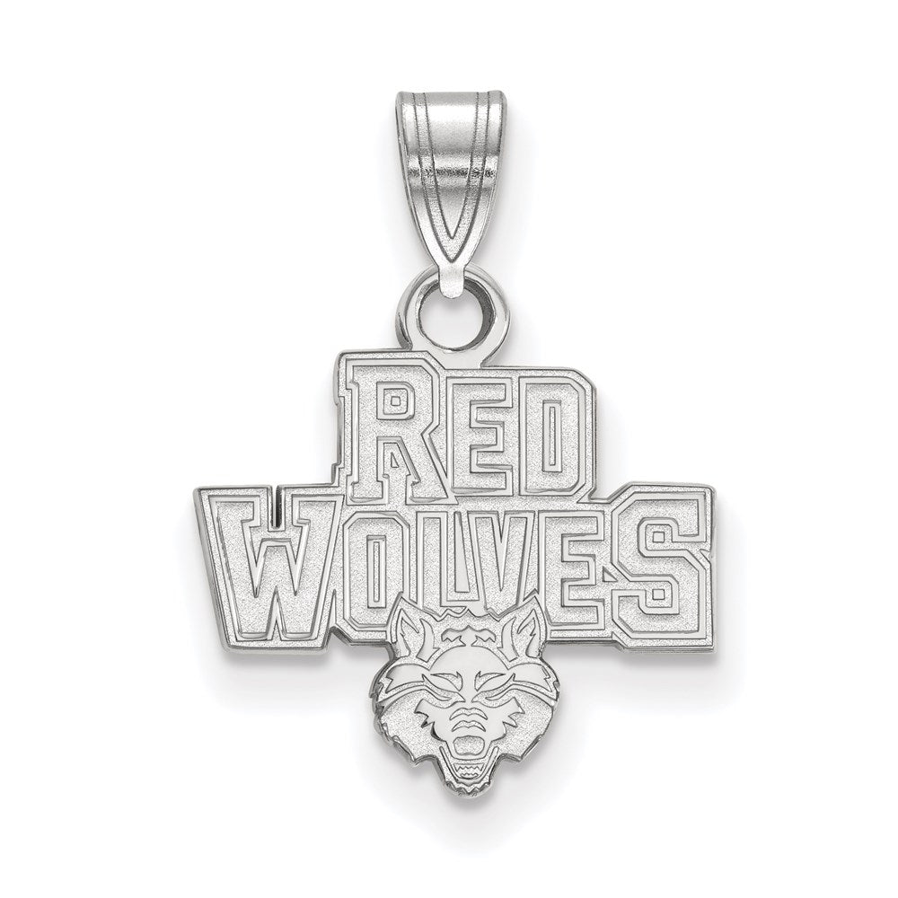 14K White Gold Logoart Arkansas State University Red Wolves Small Pendant