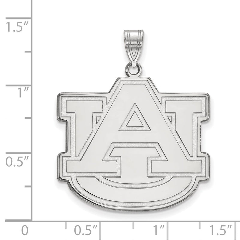Sterling Silver Rhodium Plated Logoart Auburn University A U Extra Large Pendant