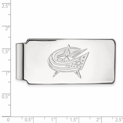 Sterling Silver Rhodium Plated Nhl Logoart Columbus Blue Jackets Money Clip