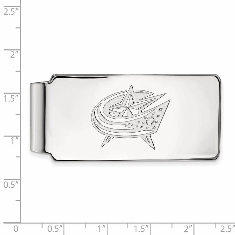 Sterling Silver Rhodium Plated Nhl Logoart Columbus Blue Jackets Money Clip