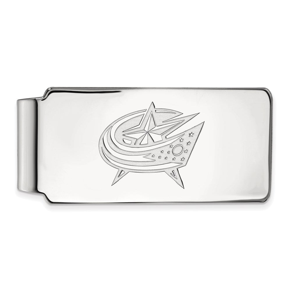 Sterling Silver Rhodium Plated Nhl Logoart Columbus Blue Jackets Money Clip