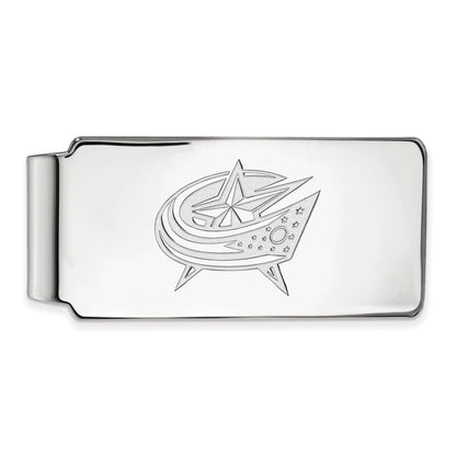 Sterling Silver Rhodium Plated Nhl Logoart Columbus Blue Jackets Money Clip