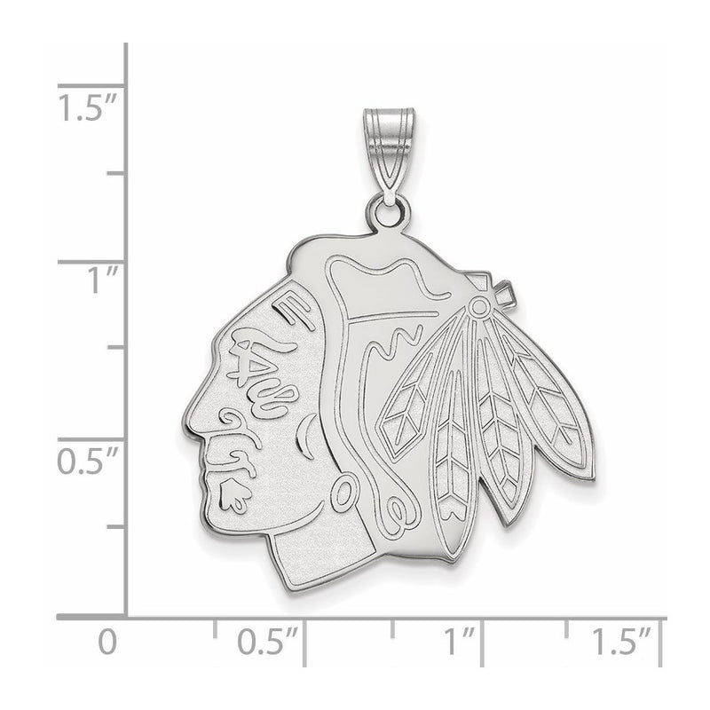 Sterling Silver Rhodium Plated Nhl Logoart Chicago Blackhawks Extra Large Pendant