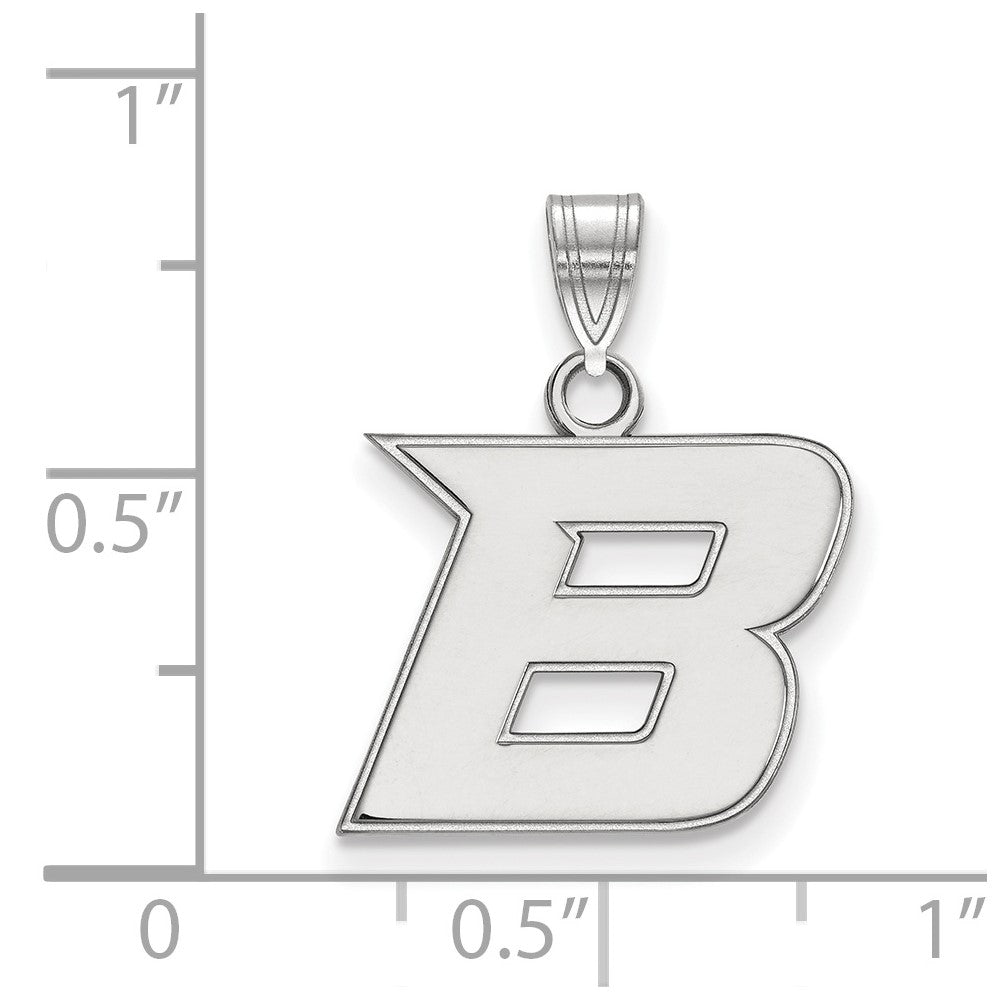 Sterling Silver Rhodium Plated Logoart Boise State University Letter B Small Pendant