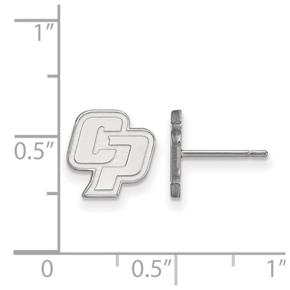 Sterling Silver Rhodium Plated Logoart California Polytechnic State University C P Extra Small Post Earrings