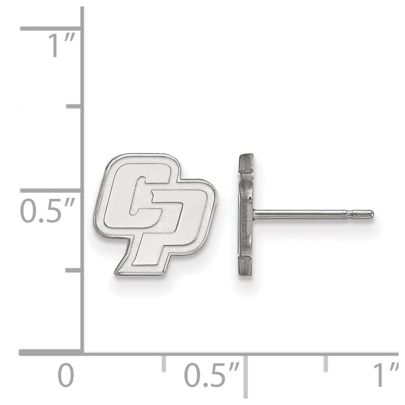 Sterling Silver Rhodium Plated Logoart California Polytechnic State University C P Extra Small Post Earrings