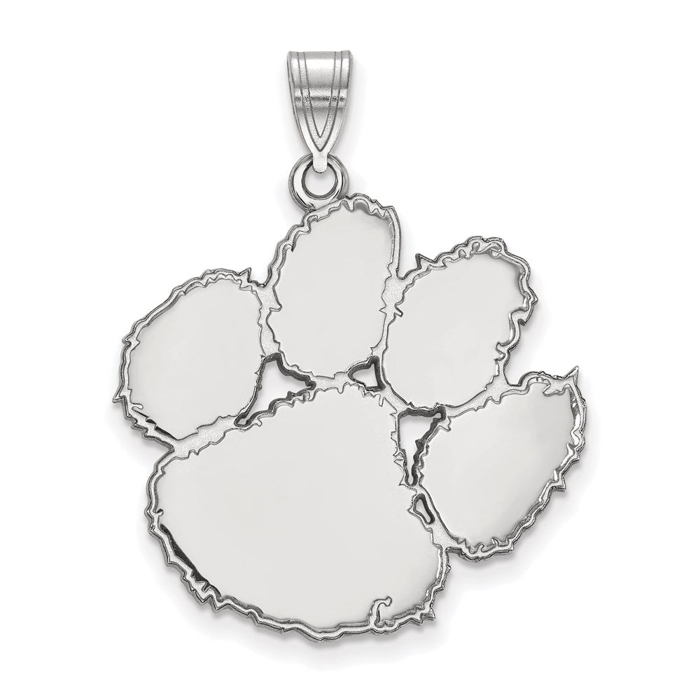 Sterling Silver Rhodium Plated Logoart Clemson University Tiger Paw Extra Large Pendant