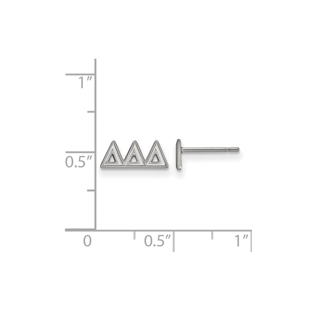 Sterling Silver Rhodium Plated Logoart Delta Sorority Greek Letters Extra Small Post Earrings