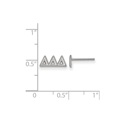Sterling Silver Rhodium Plated Logoart Delta Sorority Greek Letters Extra Small Post Earrings