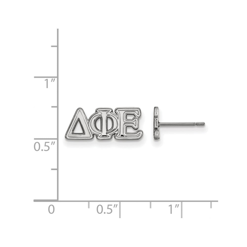 Sterling Silver Rhodium Plated Logoart Delta Phi Epsilon Sorority Greek Letters Extra Small Post Earrings