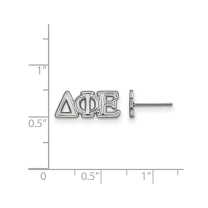 Sterling Silver Rhodium Plated Logoart Delta Phi Epsilon Sorority Greek Letters Extra Small Post Earrings