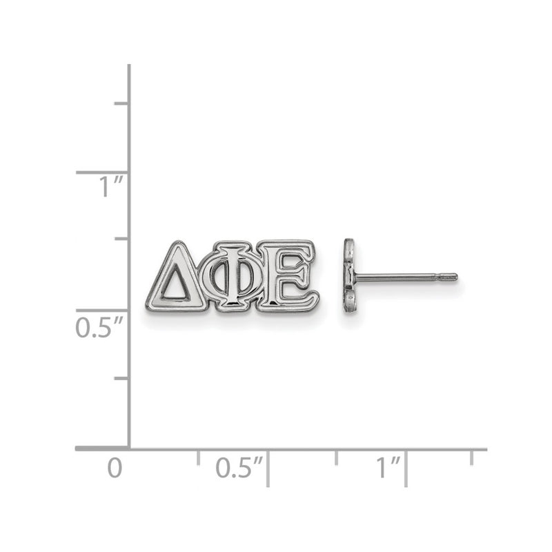 Sterling Silver Rhodium Plated Logoart Delta Phi Epsilon Sorority Greek Letters Extra Small Post Earrings