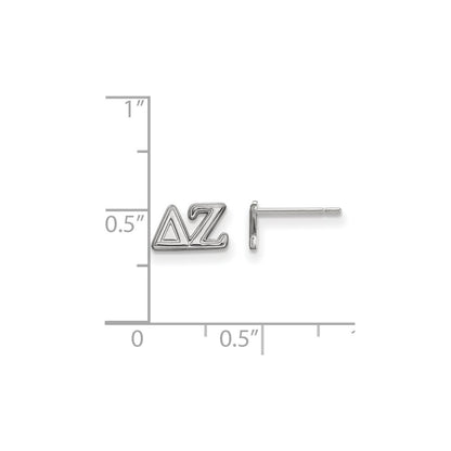Sterling Silver Rhodium Plated Logoart Delta Zeta Sorority Greek Letters Extra Small Post Earrings