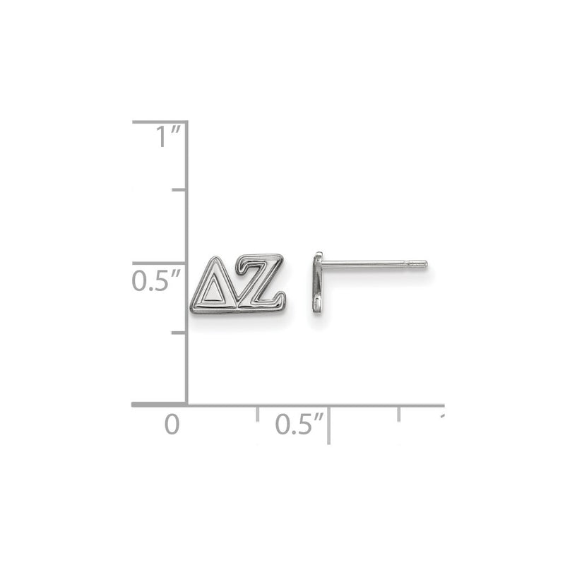 Sterling Silver Rhodium Plated Logoart Delta Zeta Sorority Greek Letters Extra Small Post Earrings