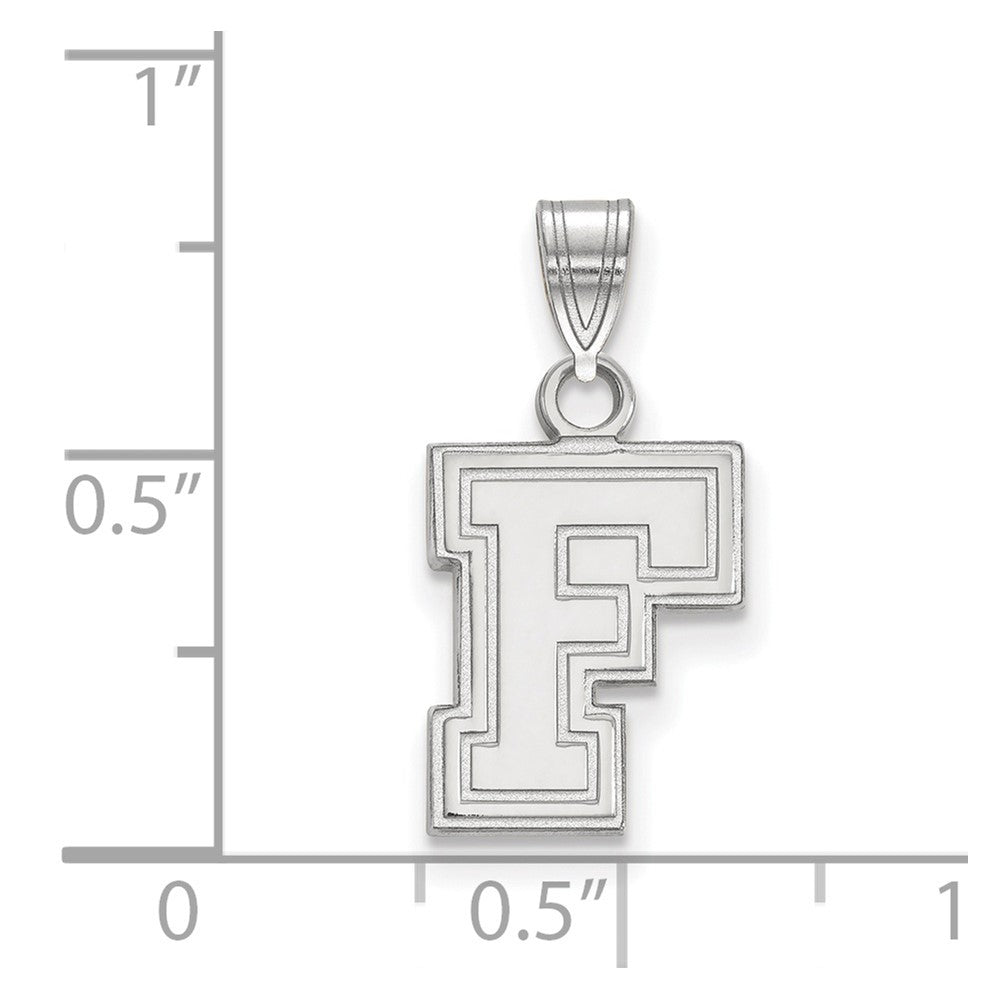 Sterling Silver Rhodium Plated Logoart Fordham University Letter F Small Pendant