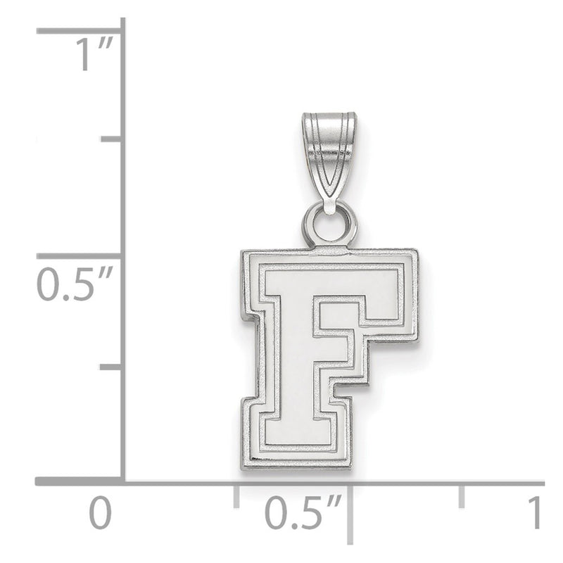 Sterling Silver Rhodium Plated Logoart Fordham University Letter F Small Pendant