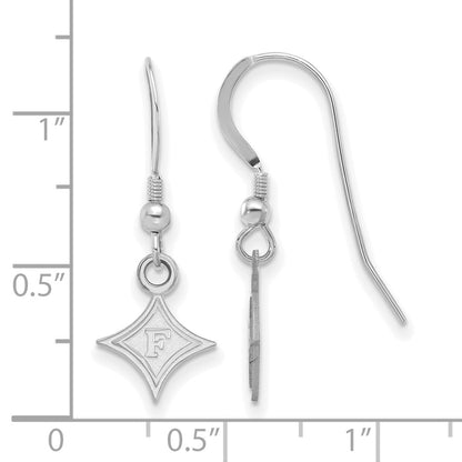 Sterling Silver Rhodium Plated Logoart Furman University Extra Small Dangle Wire Earrings