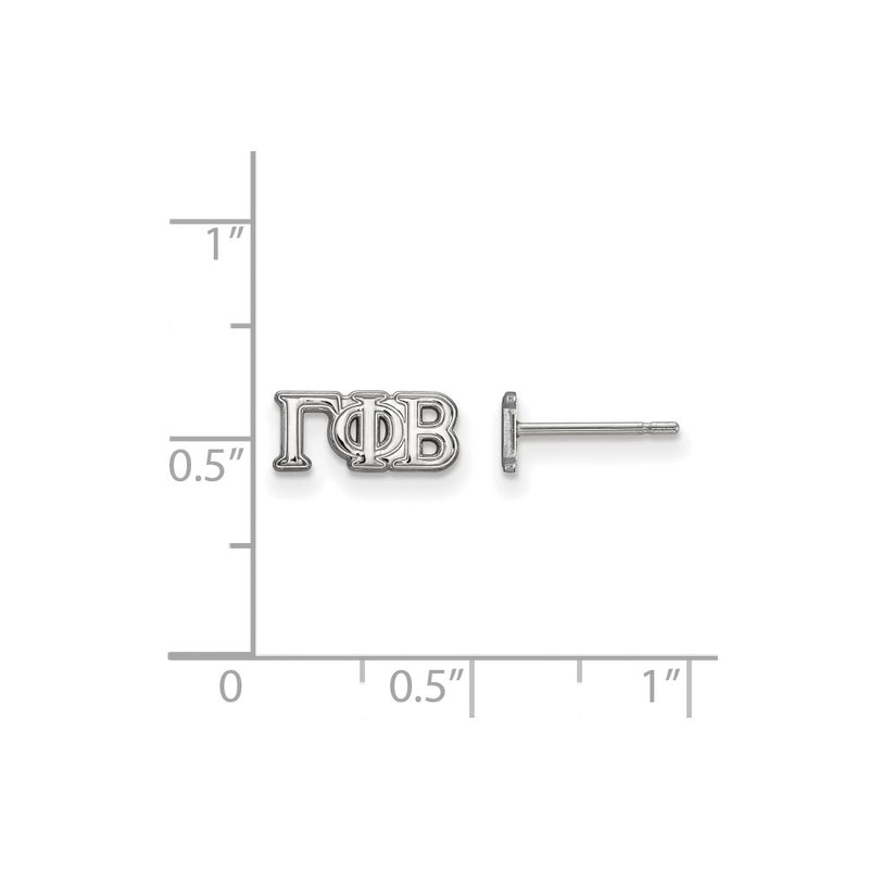 Sterling Silver Rhodium Plated Logoart Gamma Phi Beta Sorority Greek Letters Extra Small Post Earrings