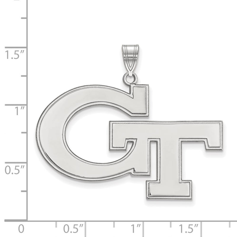 10K White Gold Logoart Georgia Institute Of Technology G T Extra Large Pendant