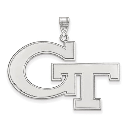 10K White Gold Logoart Georgia Institute Of Technology G T Extra Large Pendant