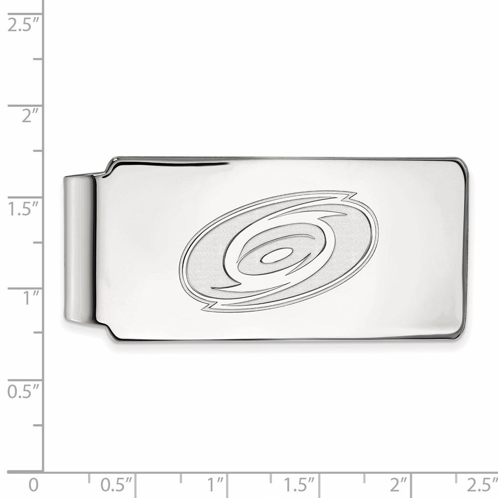 Sterling Silver Rhodium Plated Nhl Logoart Carolina Hurricanes Money Clip