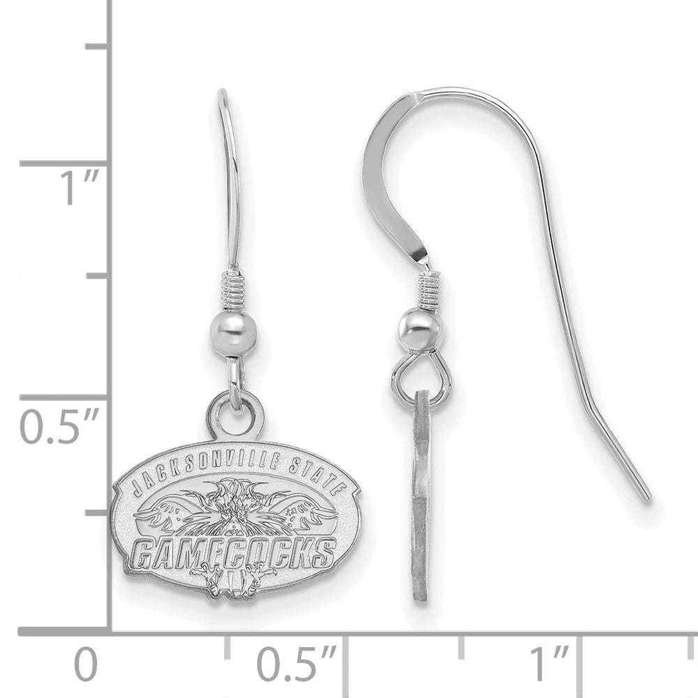 Sterling Silver Rhodium Plated Logoart Jacksonville State University Extra Small Dangle Wire Earrings